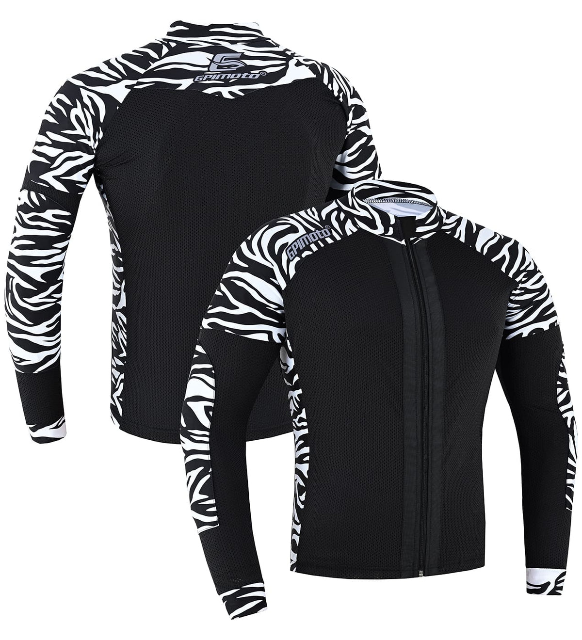 Men's Mesh Black &  White Motorcycle Shirt | CE Level 2 Certified Protection-