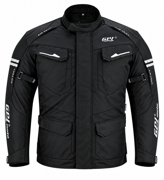 Men’s All-Season High Premium Quality Waterproof Motorcycle Jacket with Removable Armor – Full Black-