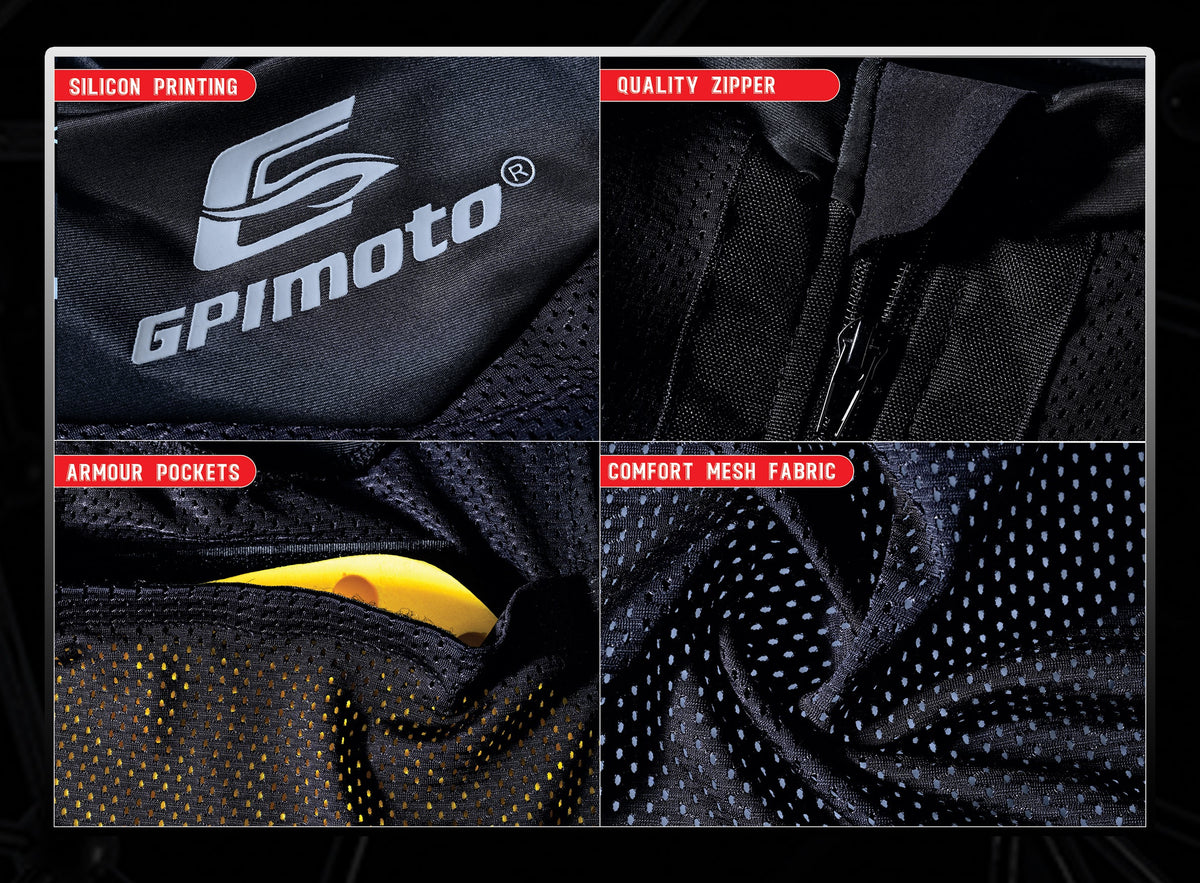 Men's Mesh Black &  White Motorcycle Shirt | CE Level 2 Certified Protection