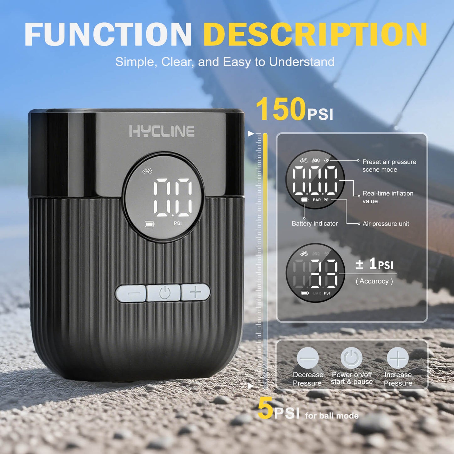 [On Clearance!] Hycline E-Mini Bike Pump