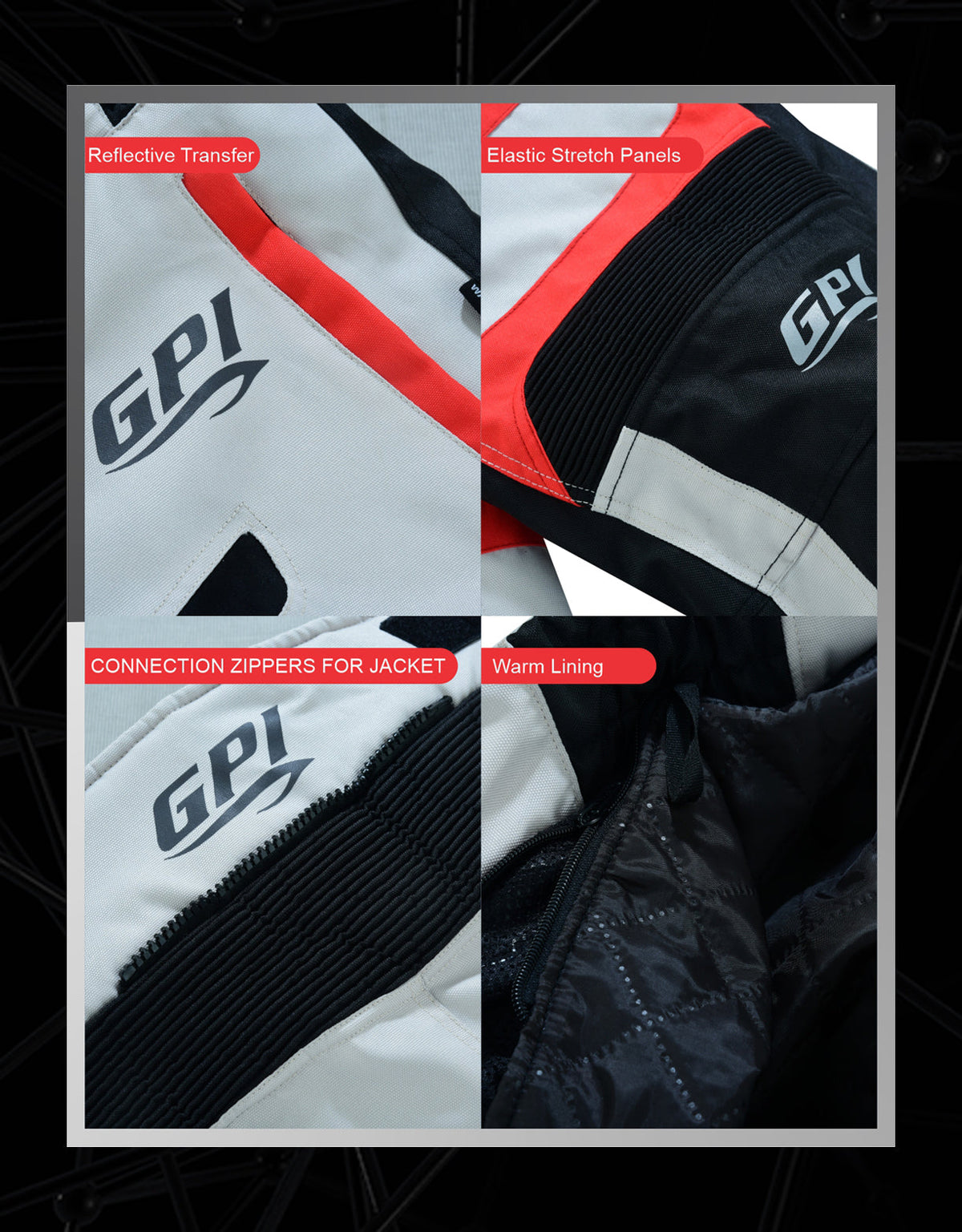High Premium Quality Adjustable/Black/Red Multi-Color Motorcycle Pants – Beach