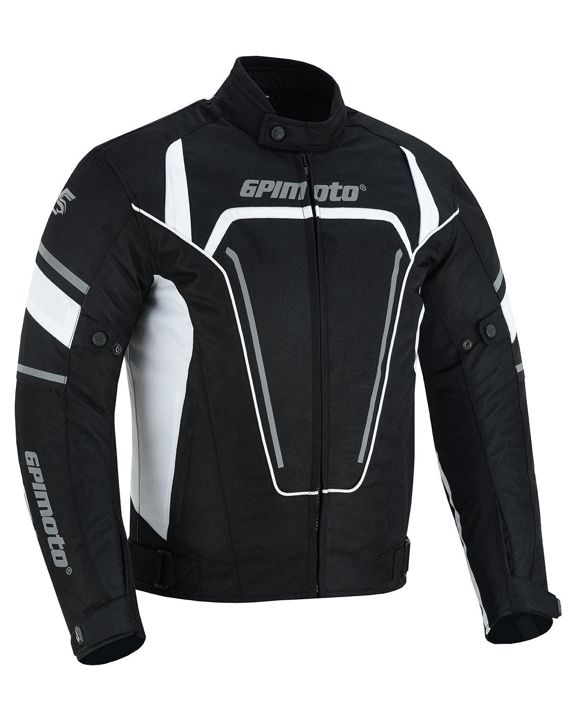 Men's All Season High Premium Quality 4 Pockets Waterproof Motorcycle Jacket – Black/White-