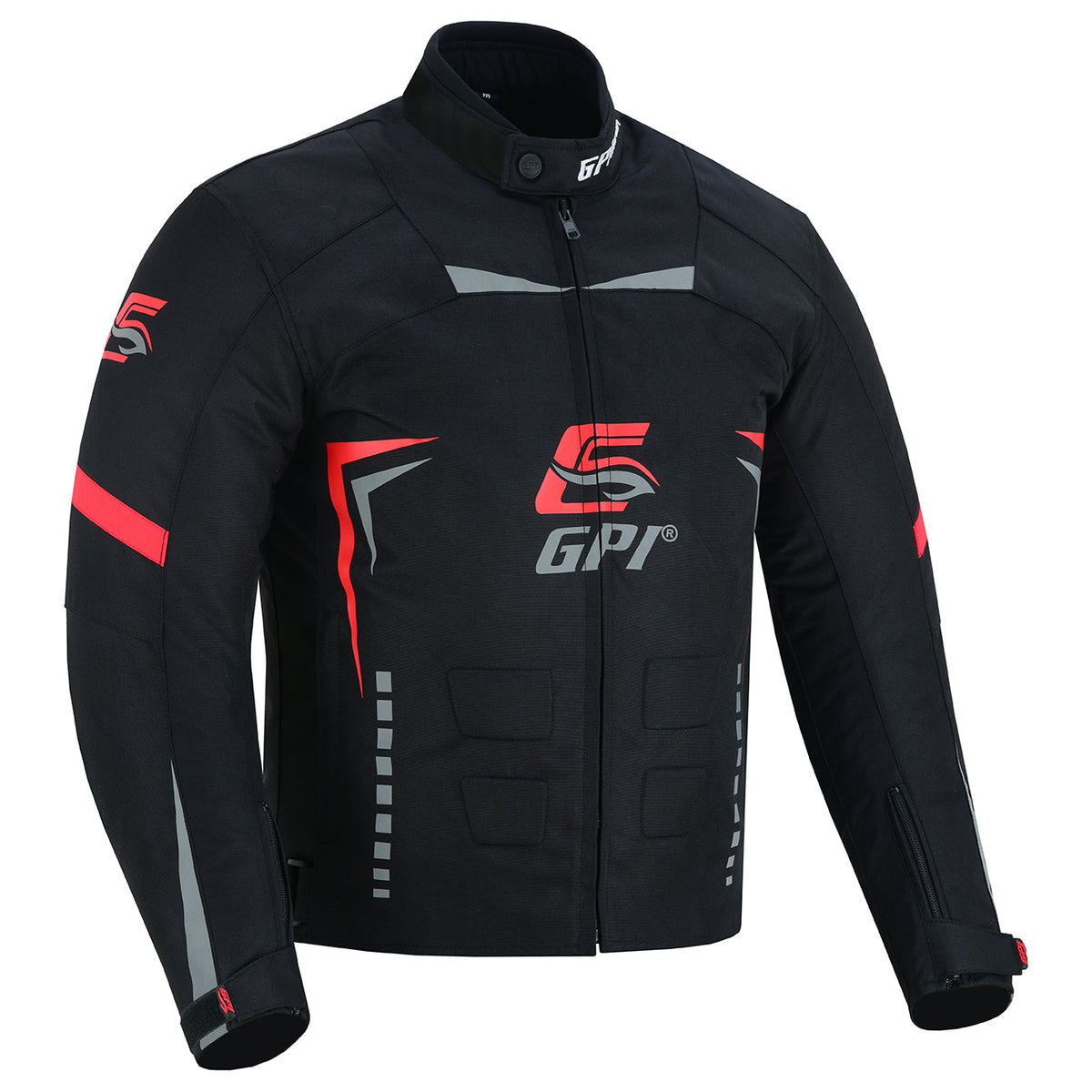 Men's All Season 4 Pockets Water Proof Motorcycle Black/Grey/Red Jacket-