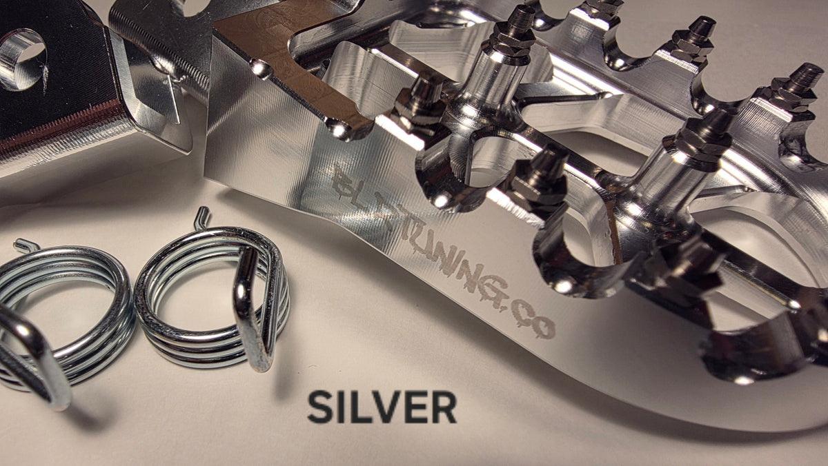 FOOT PEGS FOR RAWRR MANTIS X AND MANTIS X PRO BILLET ALUMINUM WITH STAINLESS STEEL TEETH BY BLR TUNING