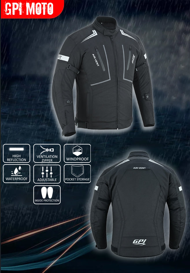 Men’s All-Season High Premium Quality Soft Adjustable Motorcycle Jacket with 4 Pockets – Black-