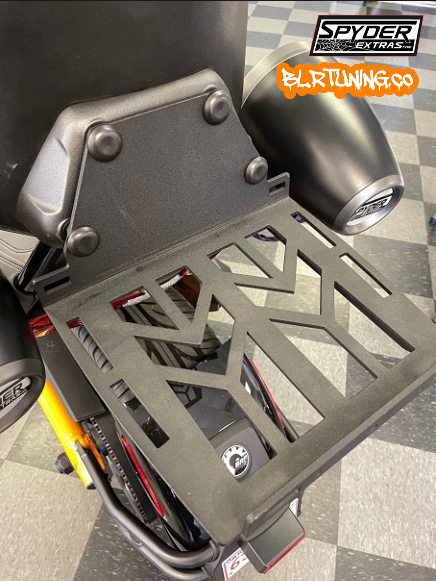 CAN-AM SPYDER F3 STORAGE RACK - REAR PASSENGER BACKREST MOUNTED RACK FOR F3 F3S AND F3-T MODELS