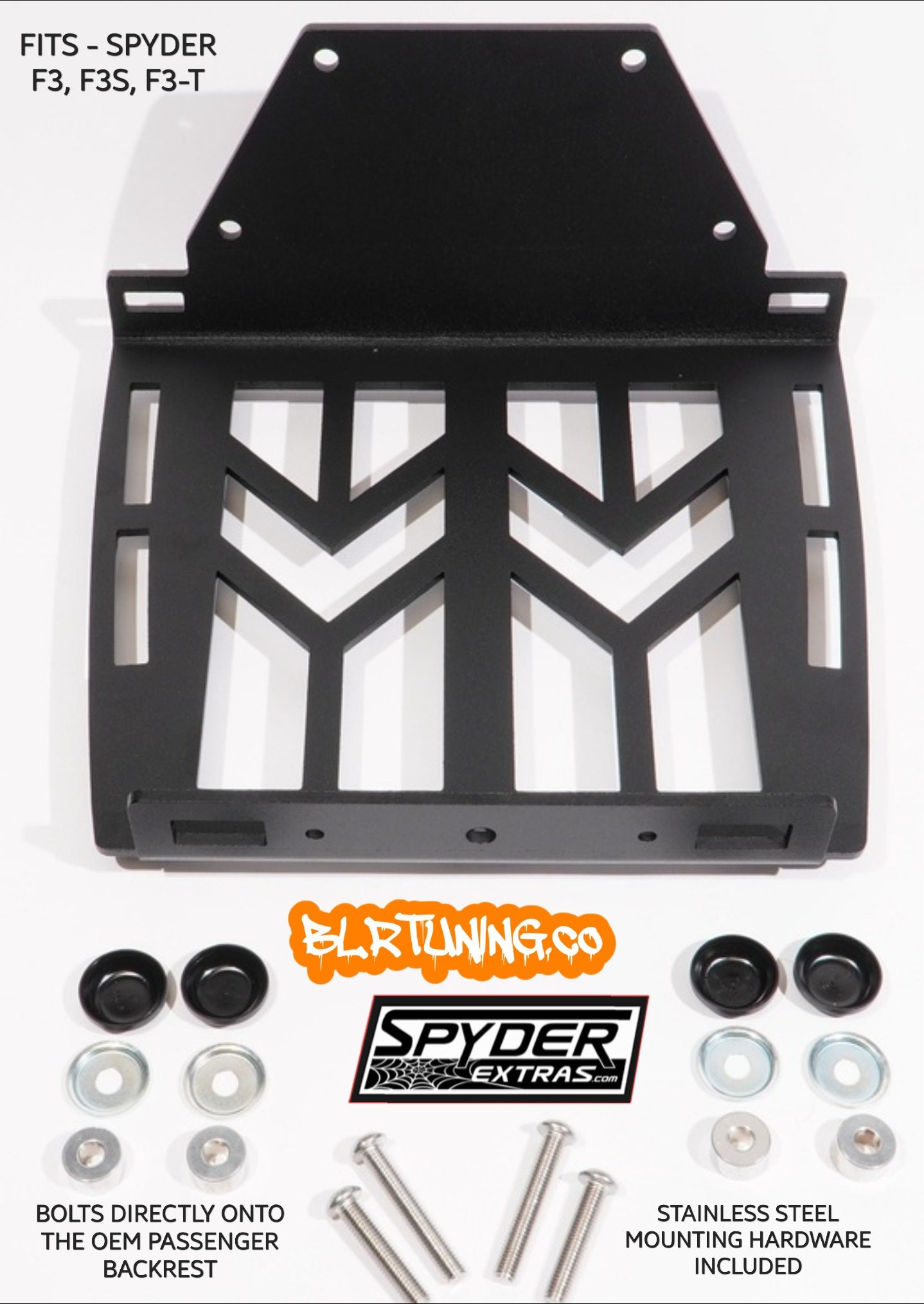 CAN-AM SPYDER F3 STORAGE RACK - REAR PASSENGER BACKREST MOUNTED RACK FOR F3 F3S AND F3-T MODELS