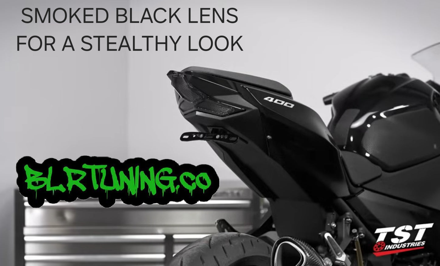 KAWASAKI Z400 AND NINJA 400 18 - 23 INTEGRATED SMOKE BLACK TAIL LIGHT BY TST INDUSTRIES