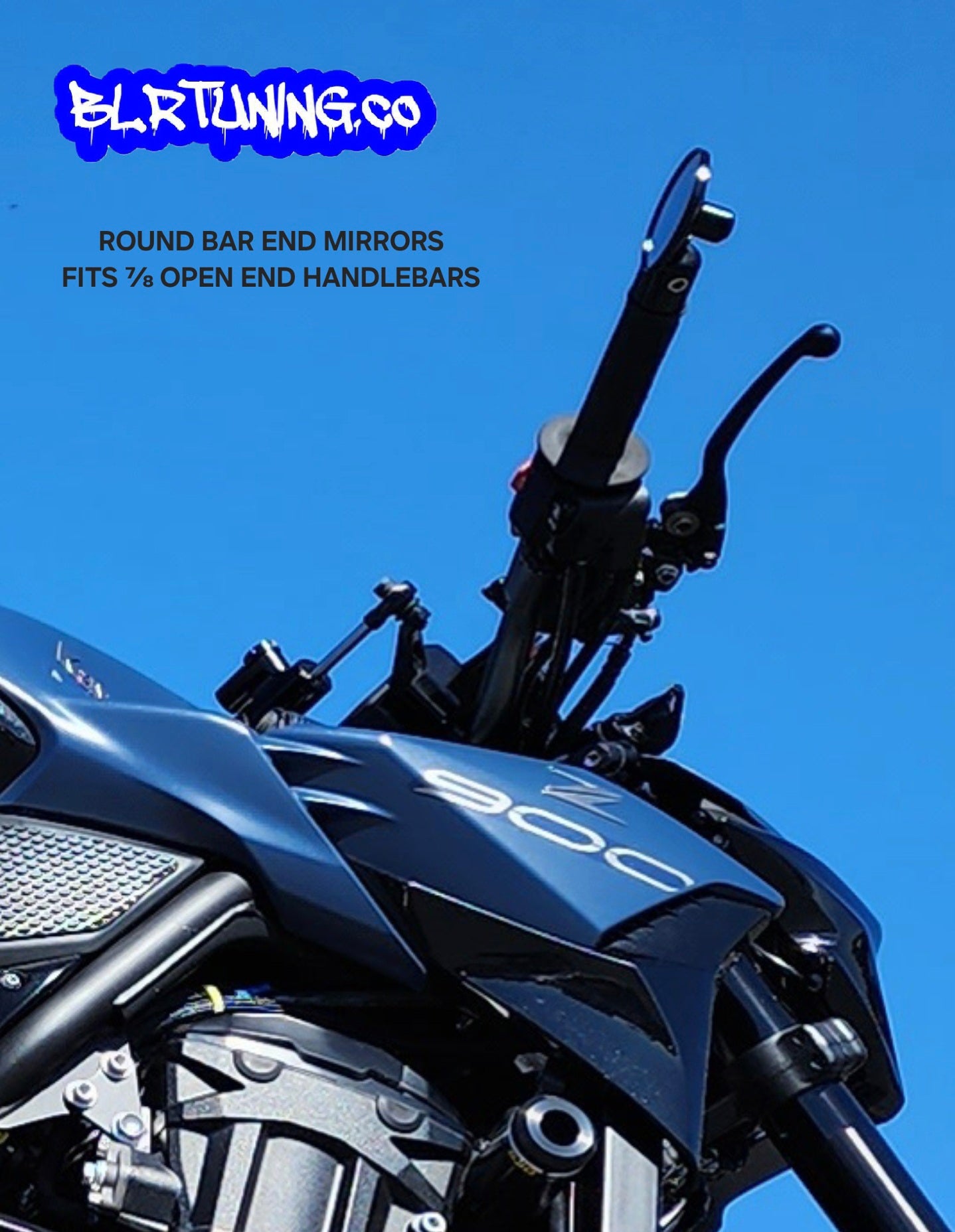 ROUND BAR END MIRRORS SOLID MOUNT NON FOLDING UNIVERSAL FOR 7/8 OPEN END MOTORCYCLE HANDLEBARS