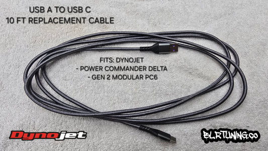 USB A TO USB C 10 FOOT REPLACEMENT CABLE FOR DYNOJET POWER COMMANDER DELTA AND GEN 2 MODULAR PC6 DEVICES