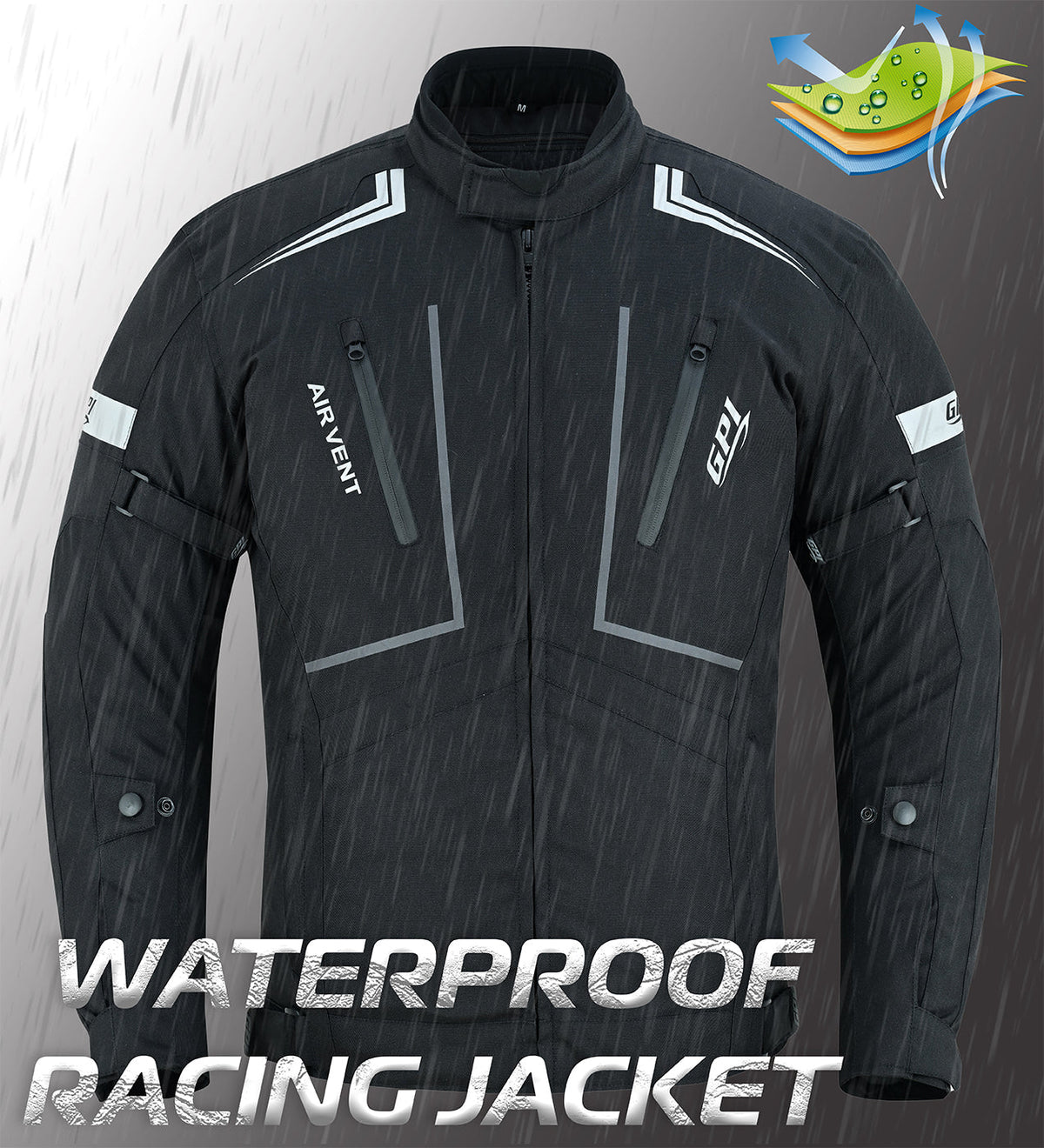 Men’s All-Season High Premium Quality Soft Adjustable Motorcycle Jacket with 4 Pockets – Black-