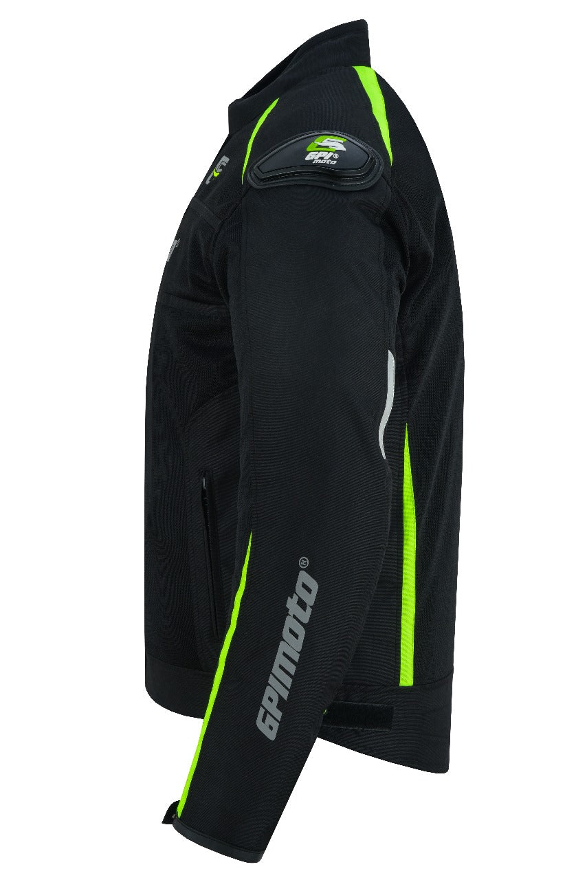 Men’s High Premium Quality Summer 4 Pockets Waterproof Motorcycle Black/Fluorescent Jacket