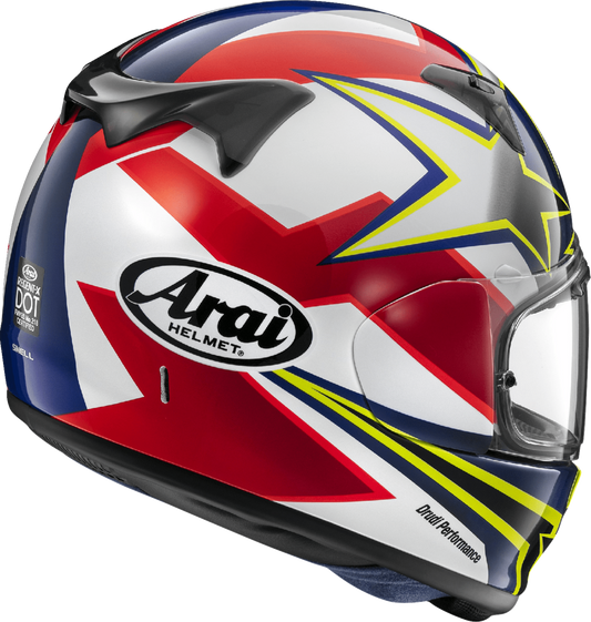 ARAI HELMETS, ARAI HELMETS Regent-X Stars & Stripes Helmet - Large, Yellow with VAS Shield Mechanism and PB-CLC Shell