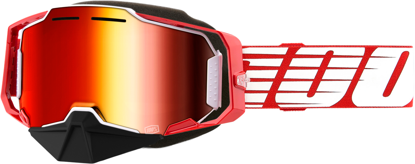 Armega Snowmobile Goggle Red W/ Red Mirror Lens