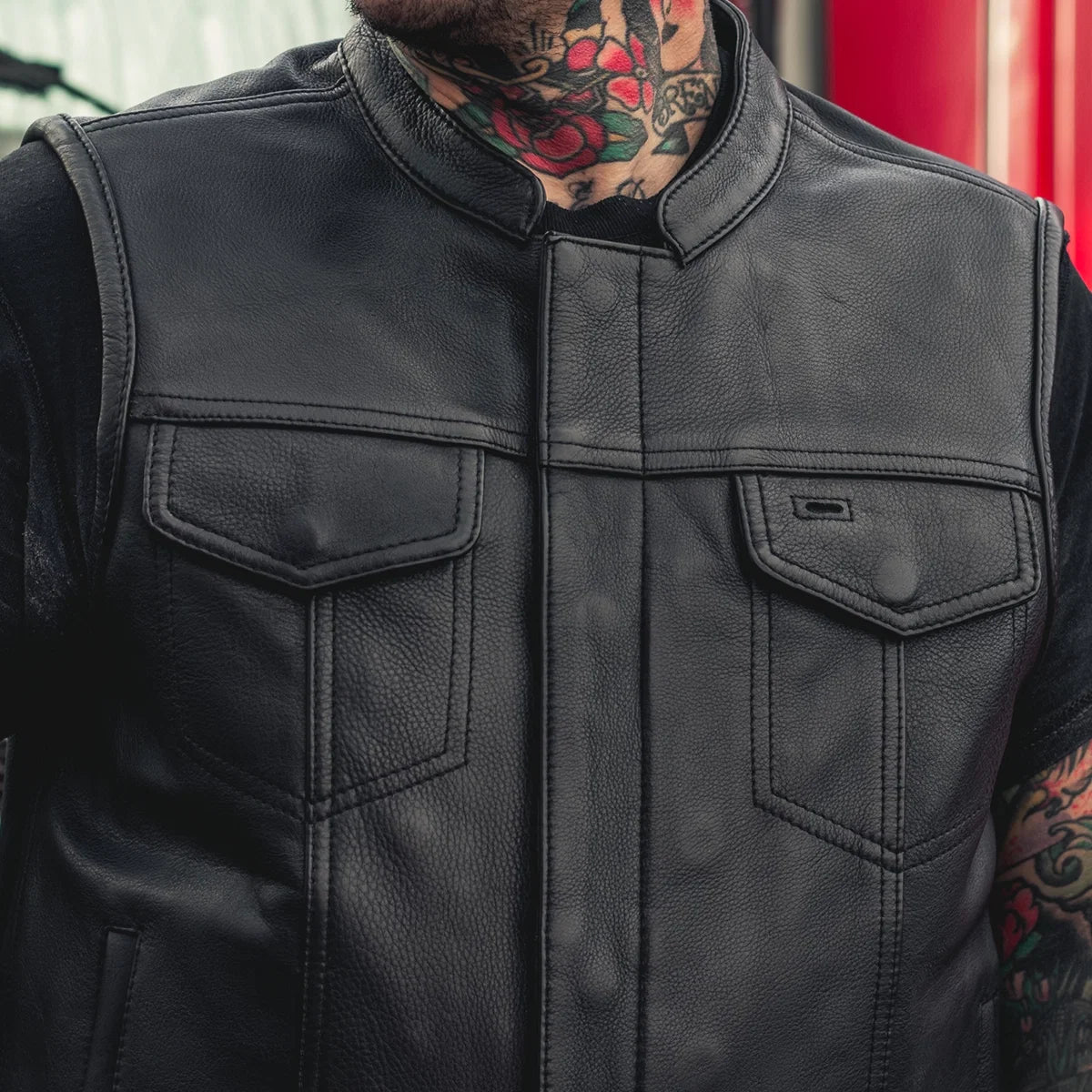 Hotshot Men's Motorcycle Leather Vest