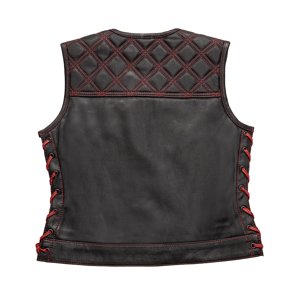 Bonnie - Women's Motorcycle Leather Vest - Diamond Quilt