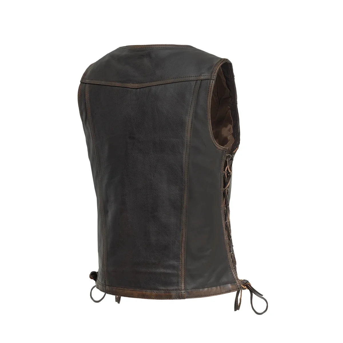 Cindy -  Women's Motorcycle Leather Vest Brown Beige