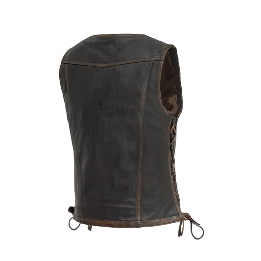 Cindy -  Women's Motorcycle Leather Vest Brown Beige
