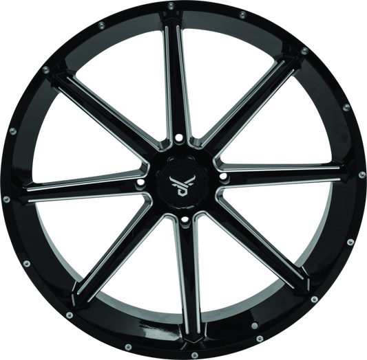 QuadBoss, QuadBoss Slicer 24X7 Off-Road Wheels - 24 Inch Aluminum All-Terrain Rims with Limited Edition QuadBoss Bull Logo Center Caps