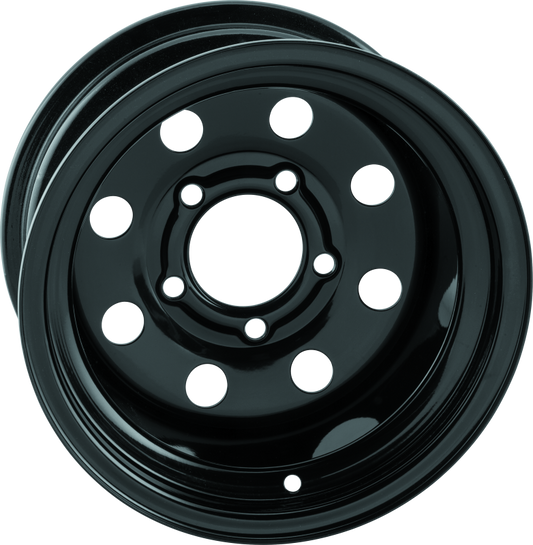 QuadBoss, QuadBoss Steely Wheel 12x7 2+5 5/4.5 - Durable Black Powder-Coated Steel Wheel for Powersports Vehicles