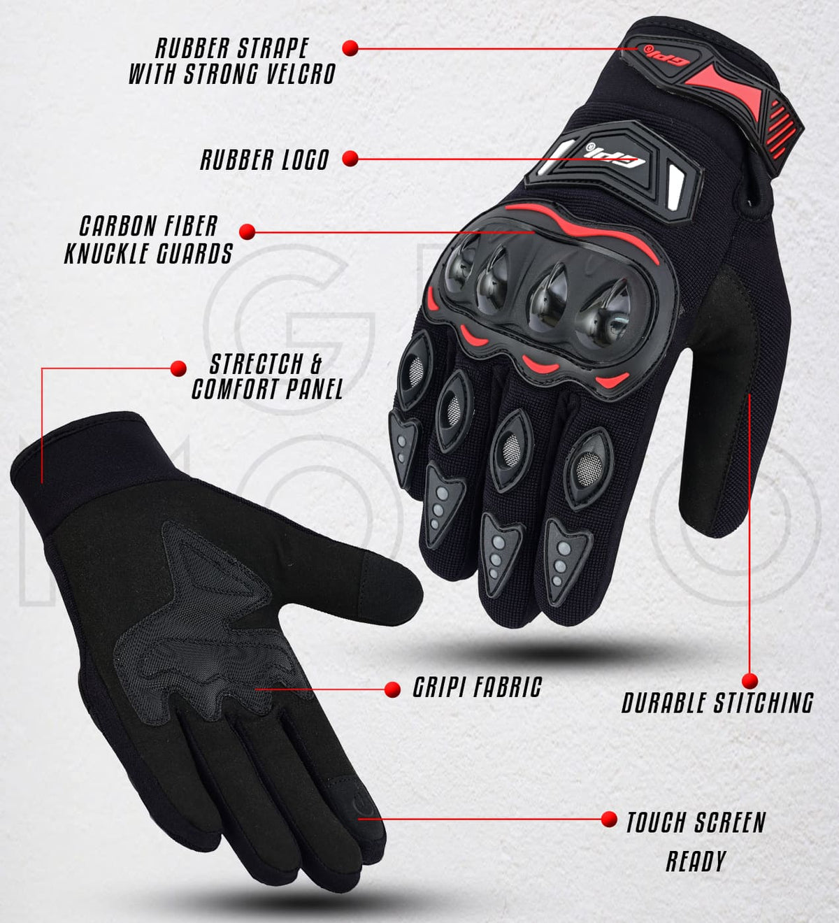 Premium Motorcycle Black White Gloves – Superior Comfort, Grip & Knuckle Protection