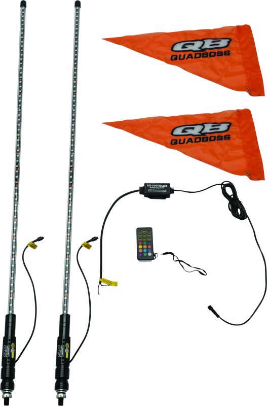 QuadBoss, QuadBoss 4Ft Clear Dual LED Whip with Bluetooth Control – Part #609665