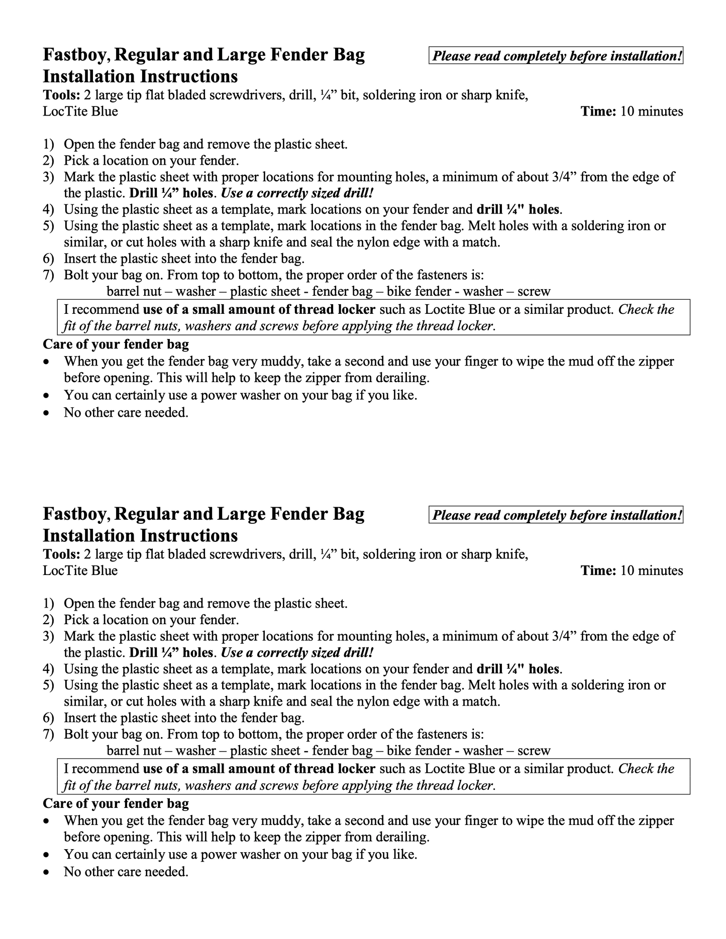 Large Fender Bag