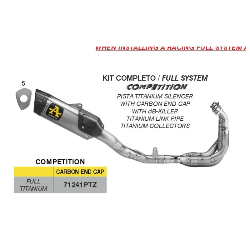IN STOCK R9 OPEN BOX  71241PTZ Arrow  2025  Competition Evo Titanium Full system exhaust WITH db killer (Copy)