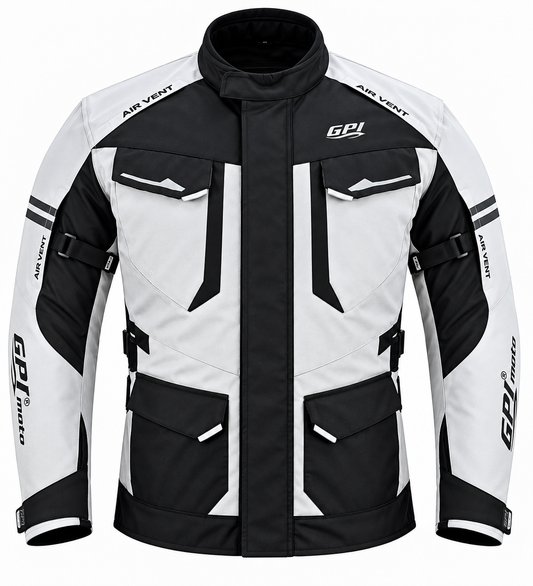 Men’s All-Season 7 Pockets Waterproof High Premium Quality Motorcycle Jacket – Beach/Black-