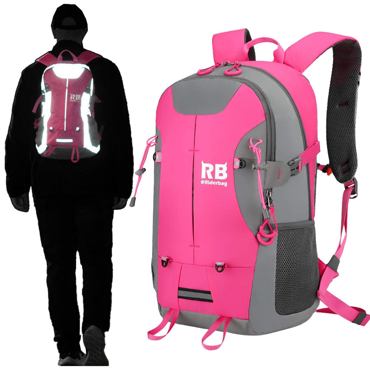 High Visibility Pink Reflective Commuter Bike Backpack |Riderbag Reflektor35