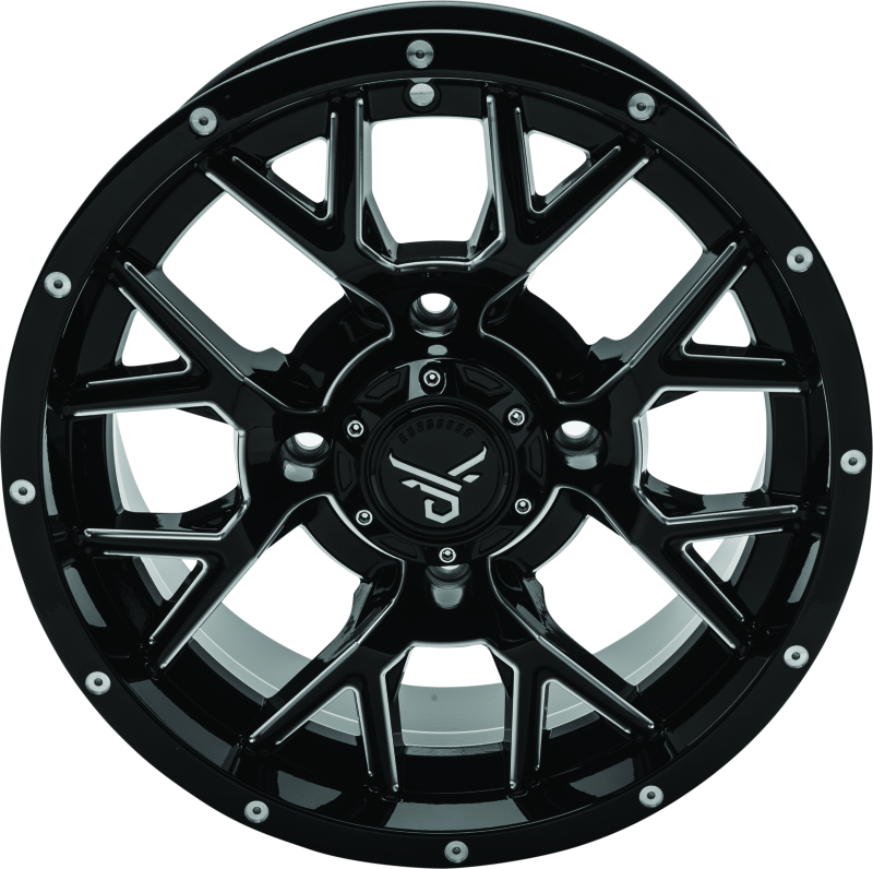 QuadBoss, QuadBoss Barbwire 14x7 - 4+3 - 4/156 Milled Aluminum Wheel with Black Center Caps