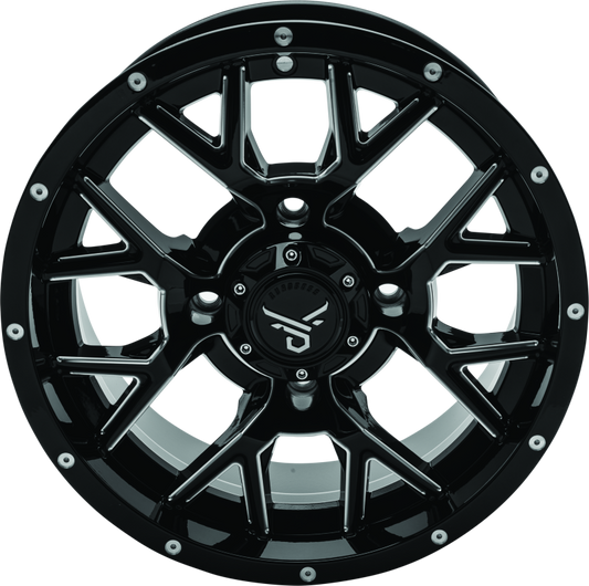 QuadBoss, QuadBoss Barbwire 14x7 - 4+3 - 4/156 Milled Aluminum Wheel with Black Center Caps