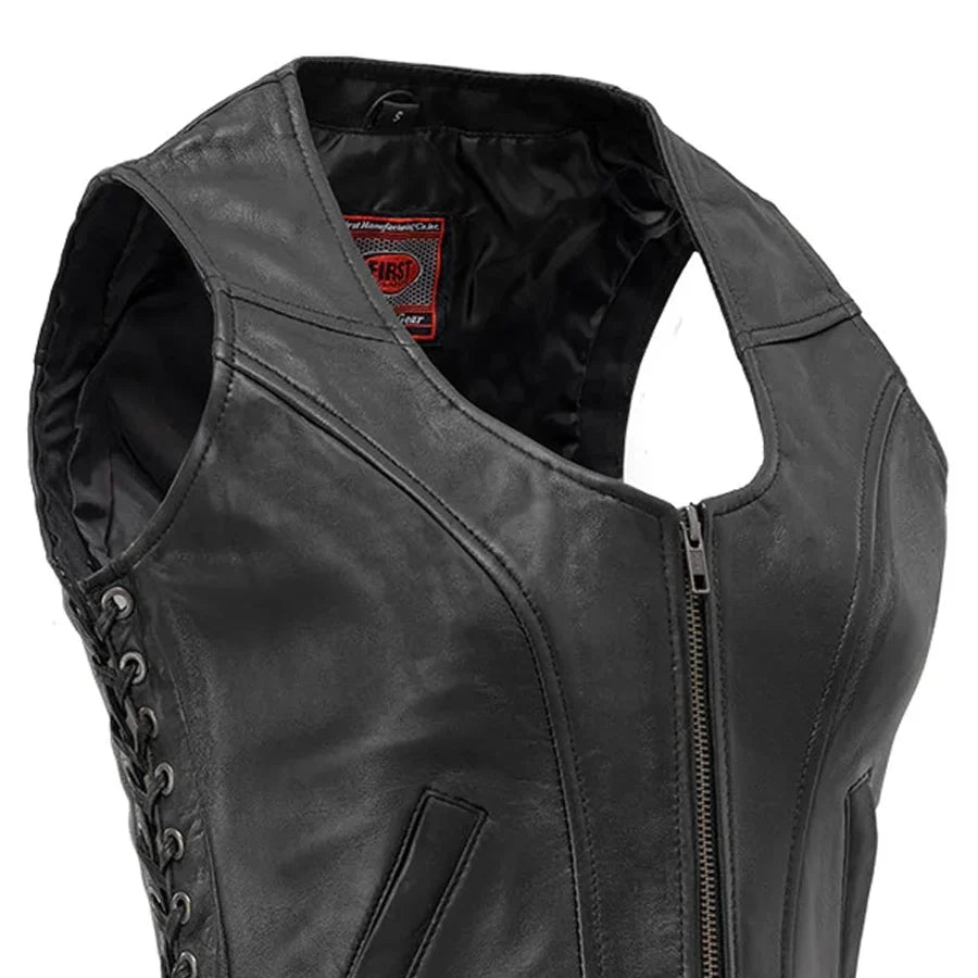 Raven Women's Motorcycle Leather Vest