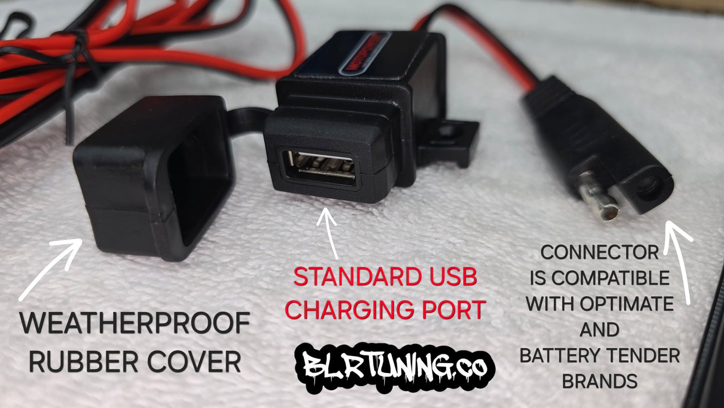 MOTOPOWER 12 VOLT STANDARD USB CHARGING SYSTEM FOR MOTORCYCLES WEATHERPROOF
