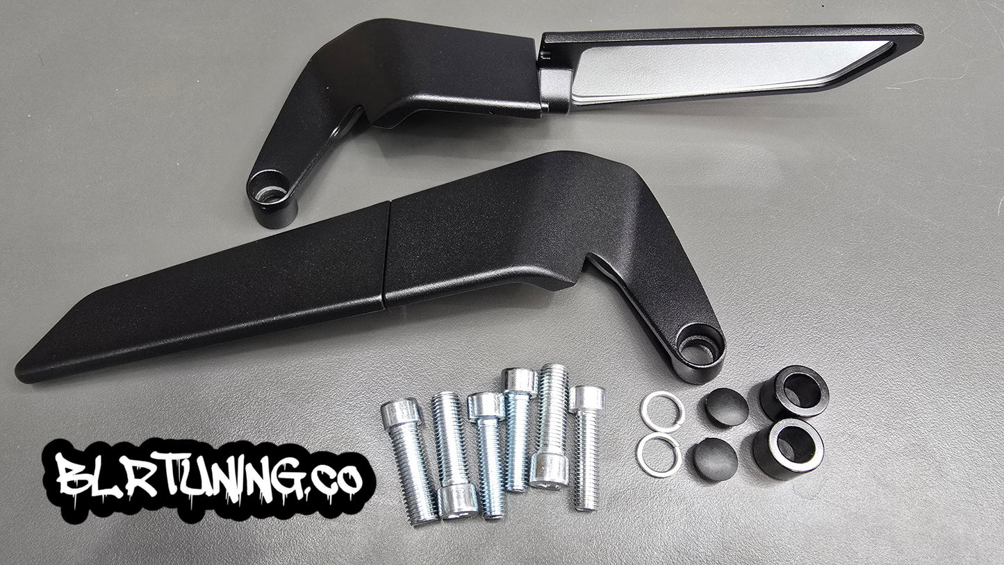 BLR TUNING Perch-Mounted Stealth Winglet Mirrors – Black Aluminum