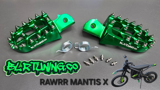 FOOT PEGS FOR RAWRR MANTIS X BILLET ALUMINUM WITH STAINLESS STEEL TEETH BY BLR TUNING