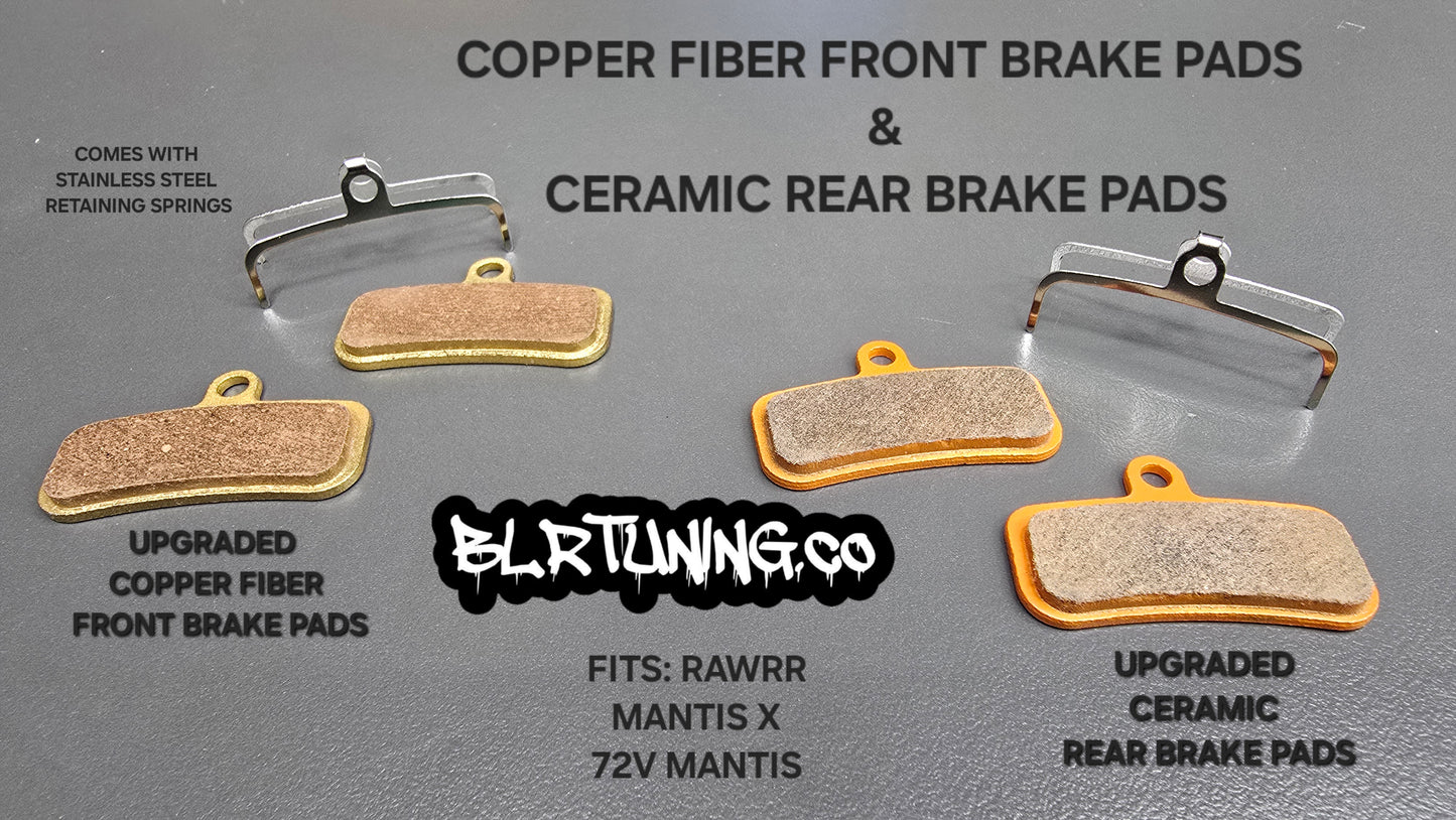 CERAMIC REAR AND COPPER FIBER FRONT BRAKE PAD COMBO UPGRADE FOR RAWRR MANTIS X AND 72V MANTIS