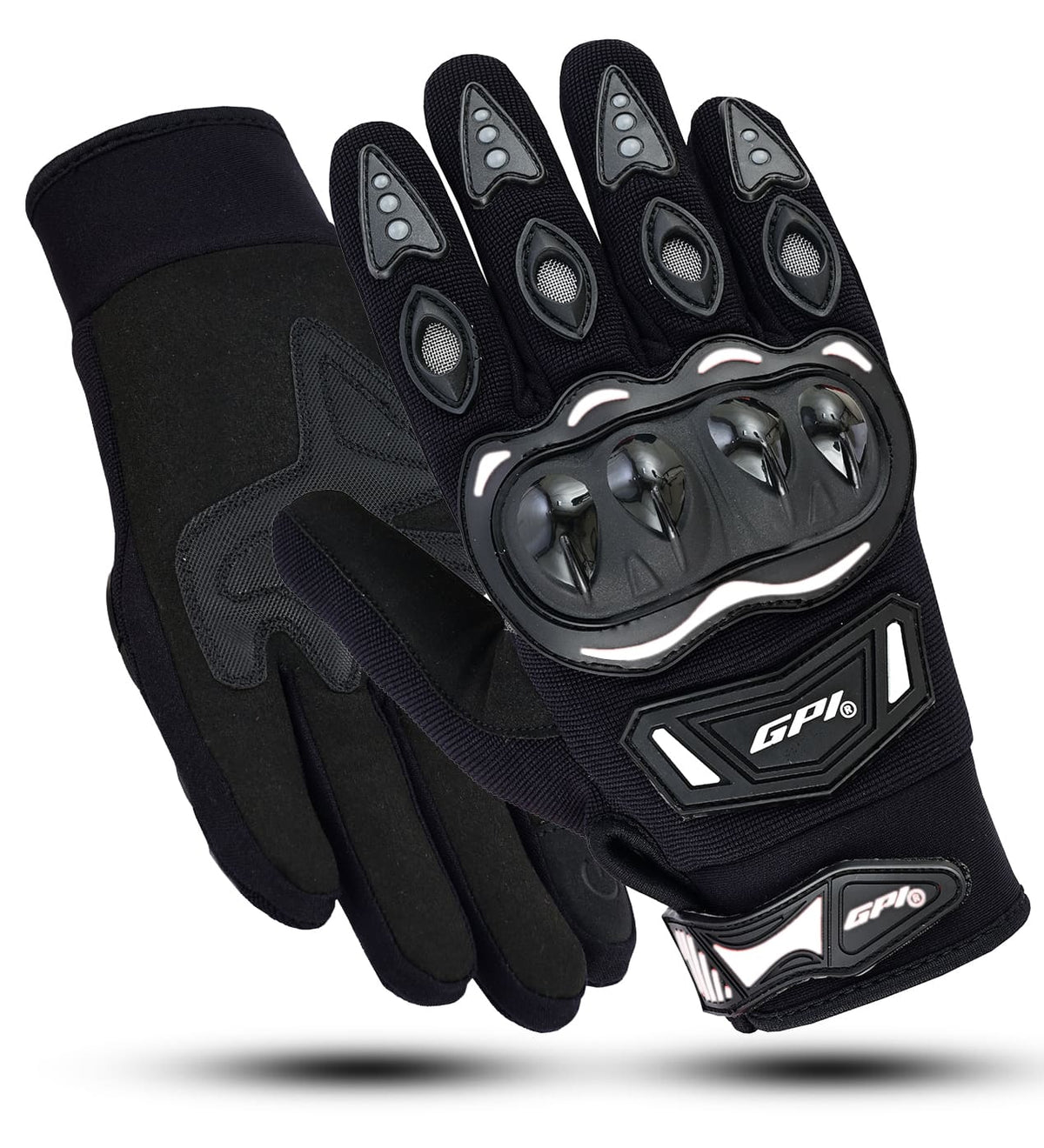 Premium Motorcycle Black White Gloves – Superior Comfort, Grip & Knuckle Protection