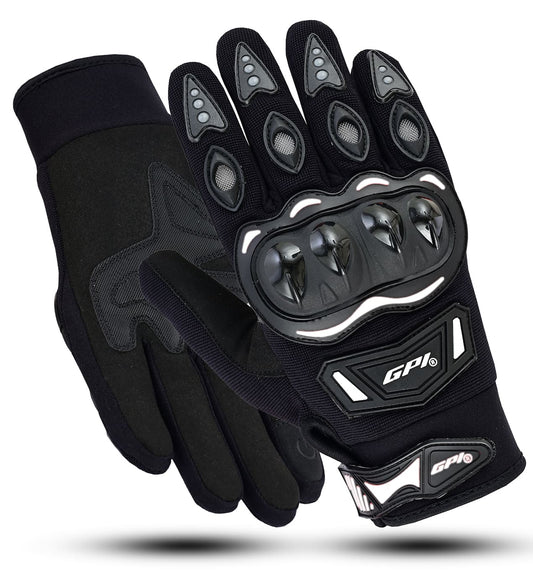 Premium Motorcycle Black White Gloves – Superior Comfort, Grip & Knuckle Protection