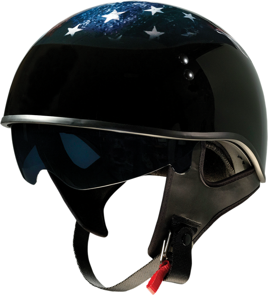 Z1R, Z1R Vagrant Helmet USA Skull Black Small 0103-1308 - Motorcycle Helmet with Drop-Down Sun Visor and Removable Liner