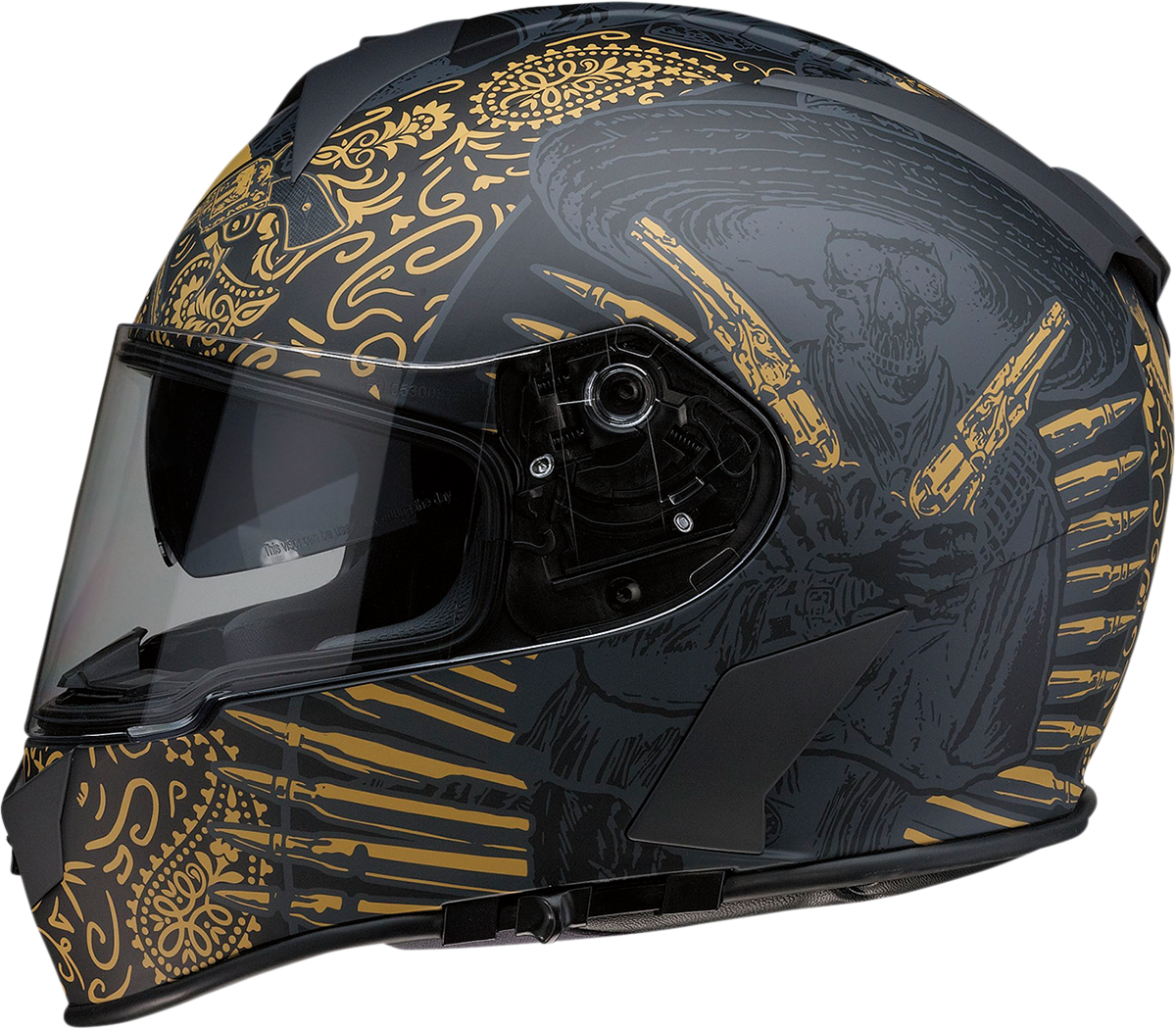 Z1R, Z1R Warrant Motorcycle Helmet - Sombrero Black/Gold XS (Part Number 0101-14170)