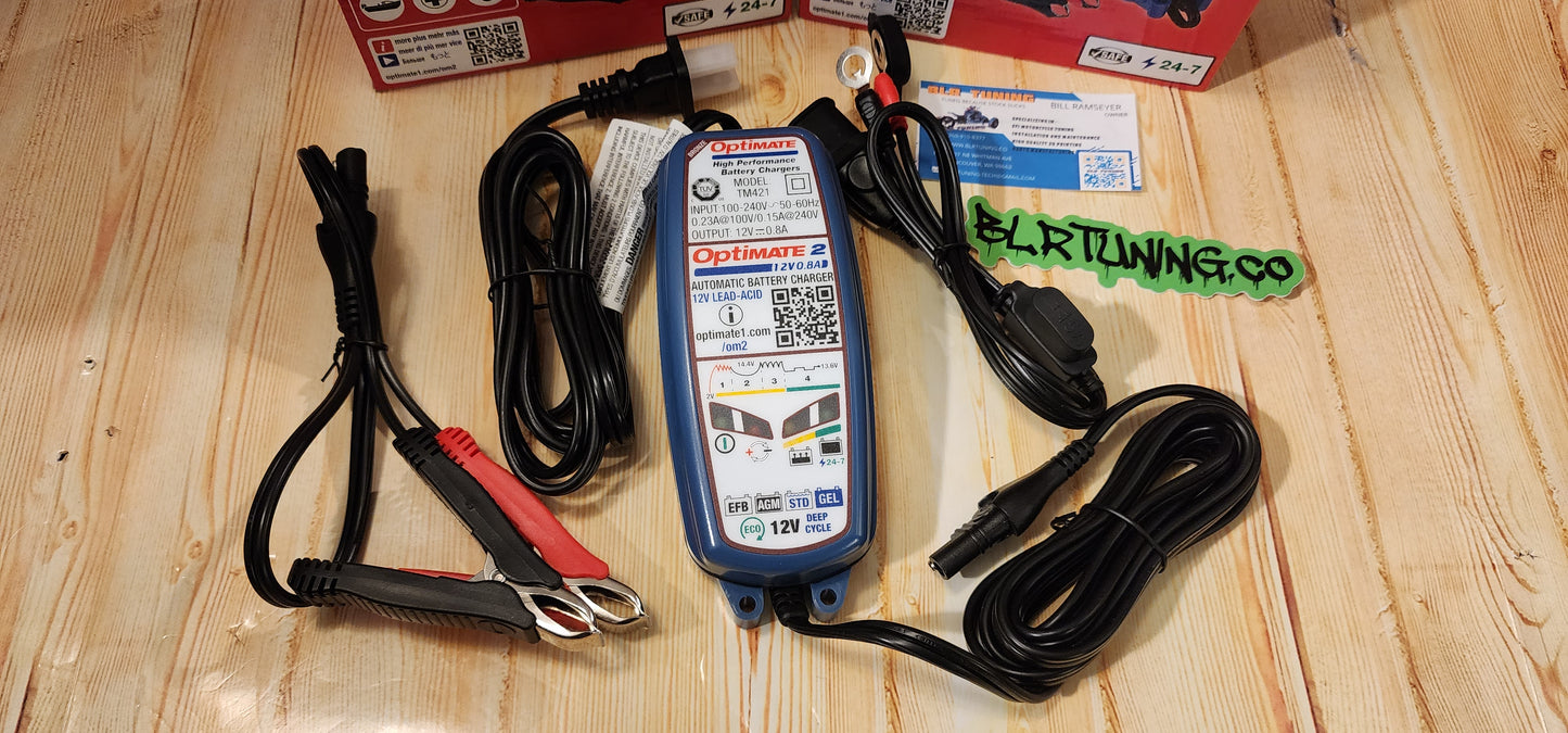 OPTIMATE BATTERY TENDER FOR ALL STANDARD 12 VOLT MOTORCYCLE BATTERIES