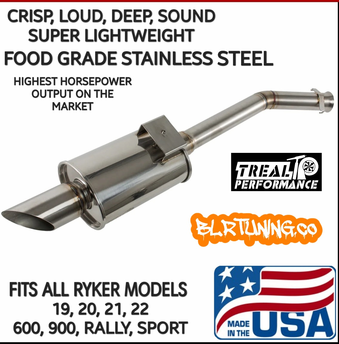 TREAL PERFORMANCE RACE EXHAUST CAN-AM RYKER 2019 - 2024